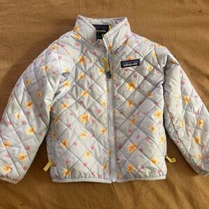 Patagonia Kids Puffer Jacket - Gray with Yellow and Pink Floral